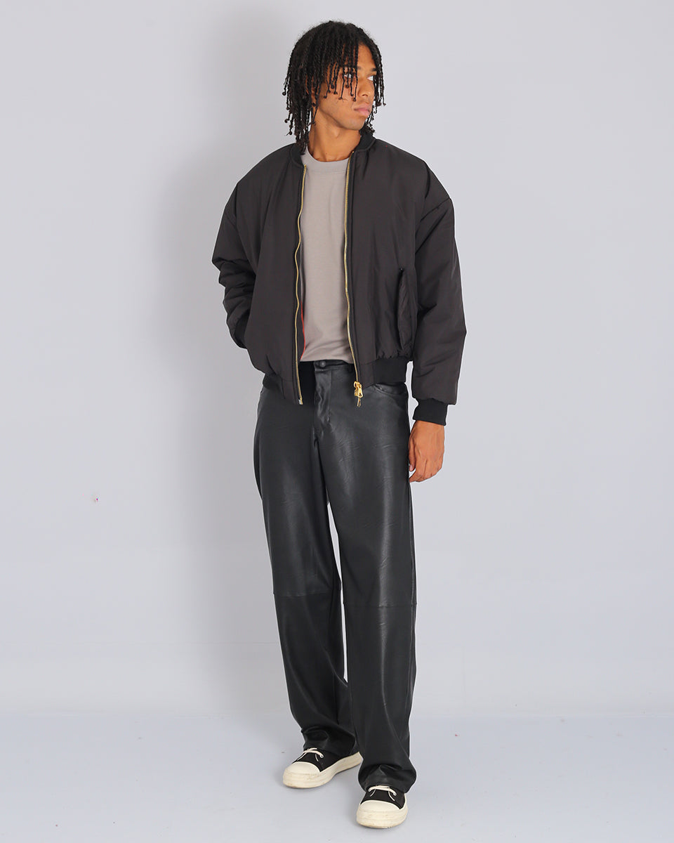 Bomber in nylon con zip dorata