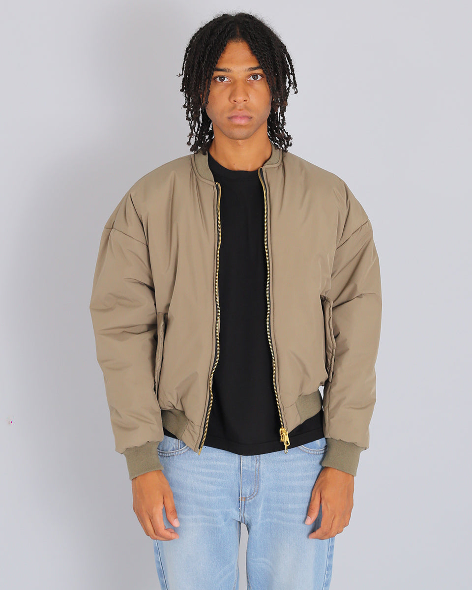 Bomber in nylon con zip dorata