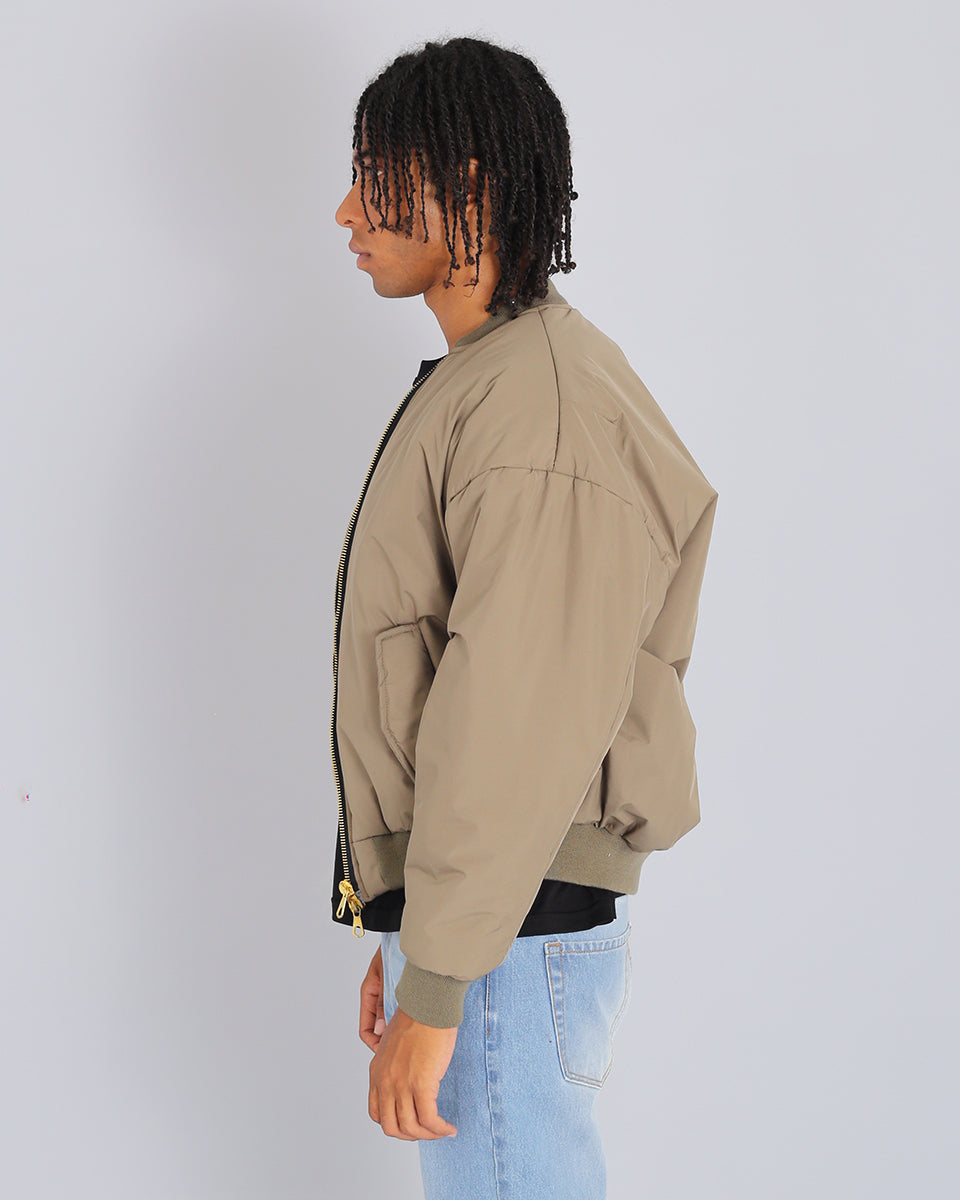 Bomber in nylon con zip dorata