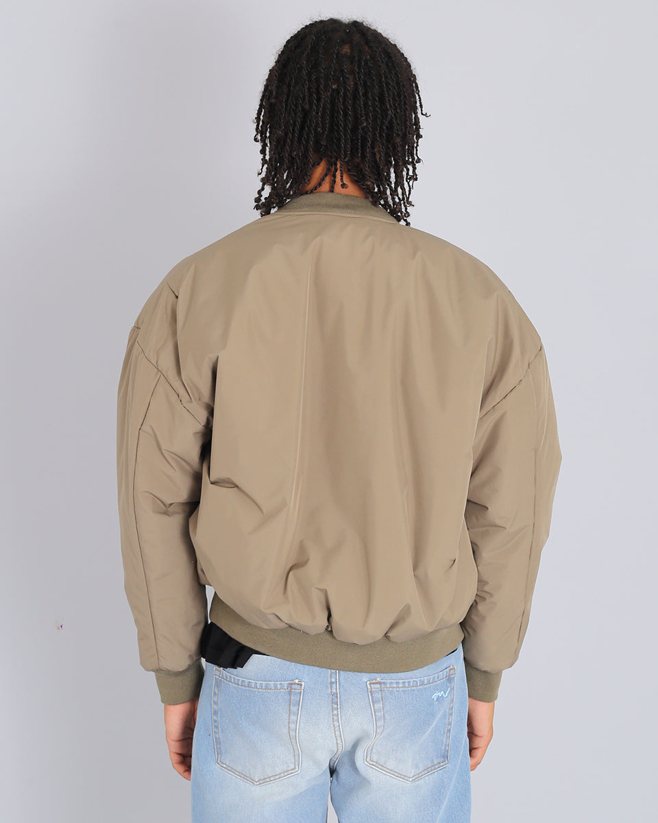 Bomber in nylon con zip dorata