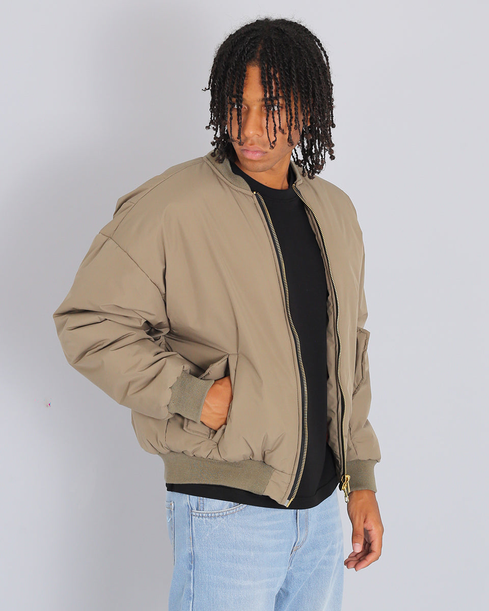 Bomber in nylon con zip dorata