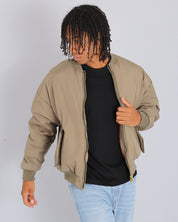 Bomber in nylon con zip dorata