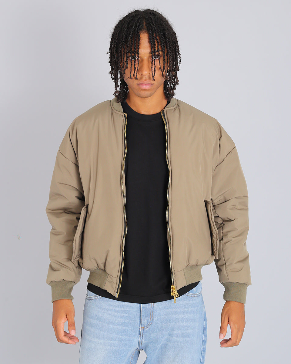 Bomber in nylon con zip dorata