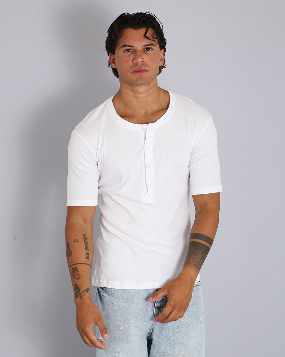 Msm Studio T-shirt Serafino in costina a mezza manica