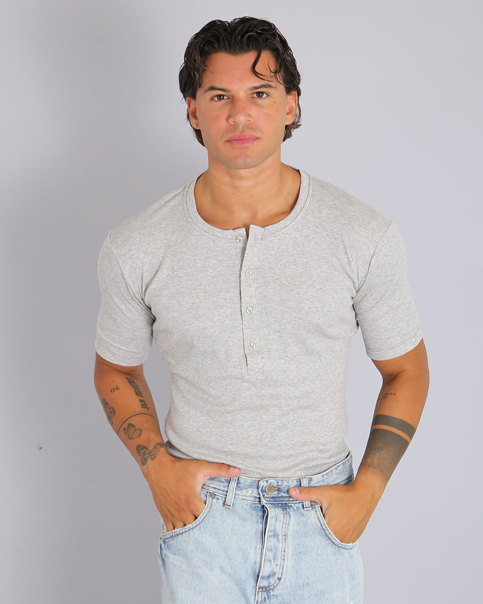 Msm Studio T-shirt Serafino in ribbed half sleeve