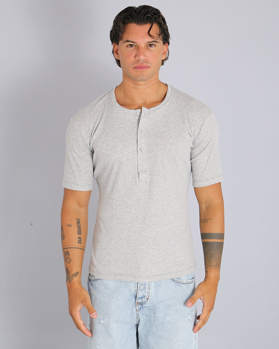 Msm Studio T-shirt Serafino in costina a mezza manica