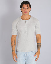 Msm Studio T-shirt Serafino in ribbed half sleeve