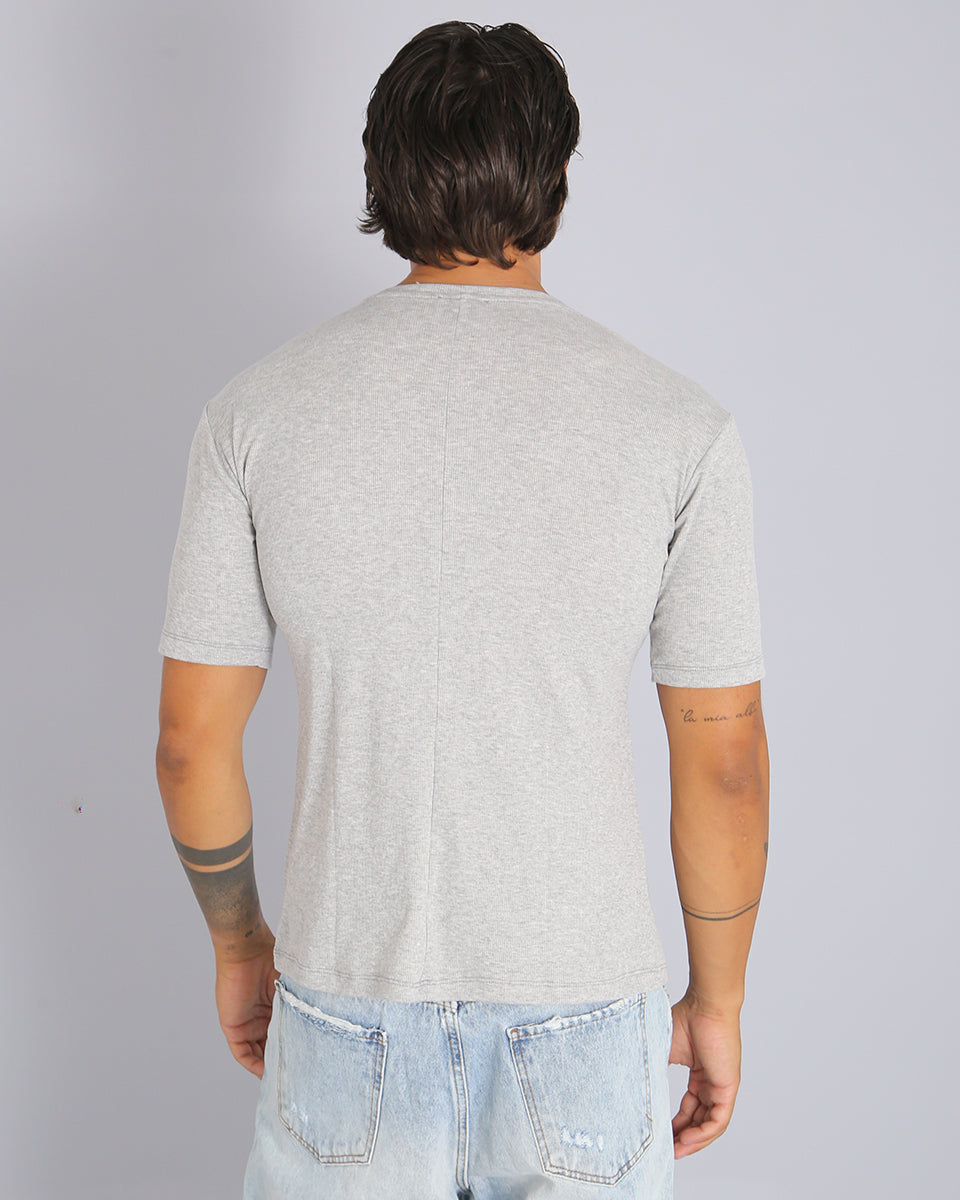 Msm Studio T-shirt Serafino in ribbed half sleeve