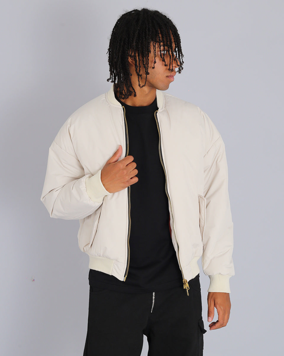 Bomber in nylon con zip dorata