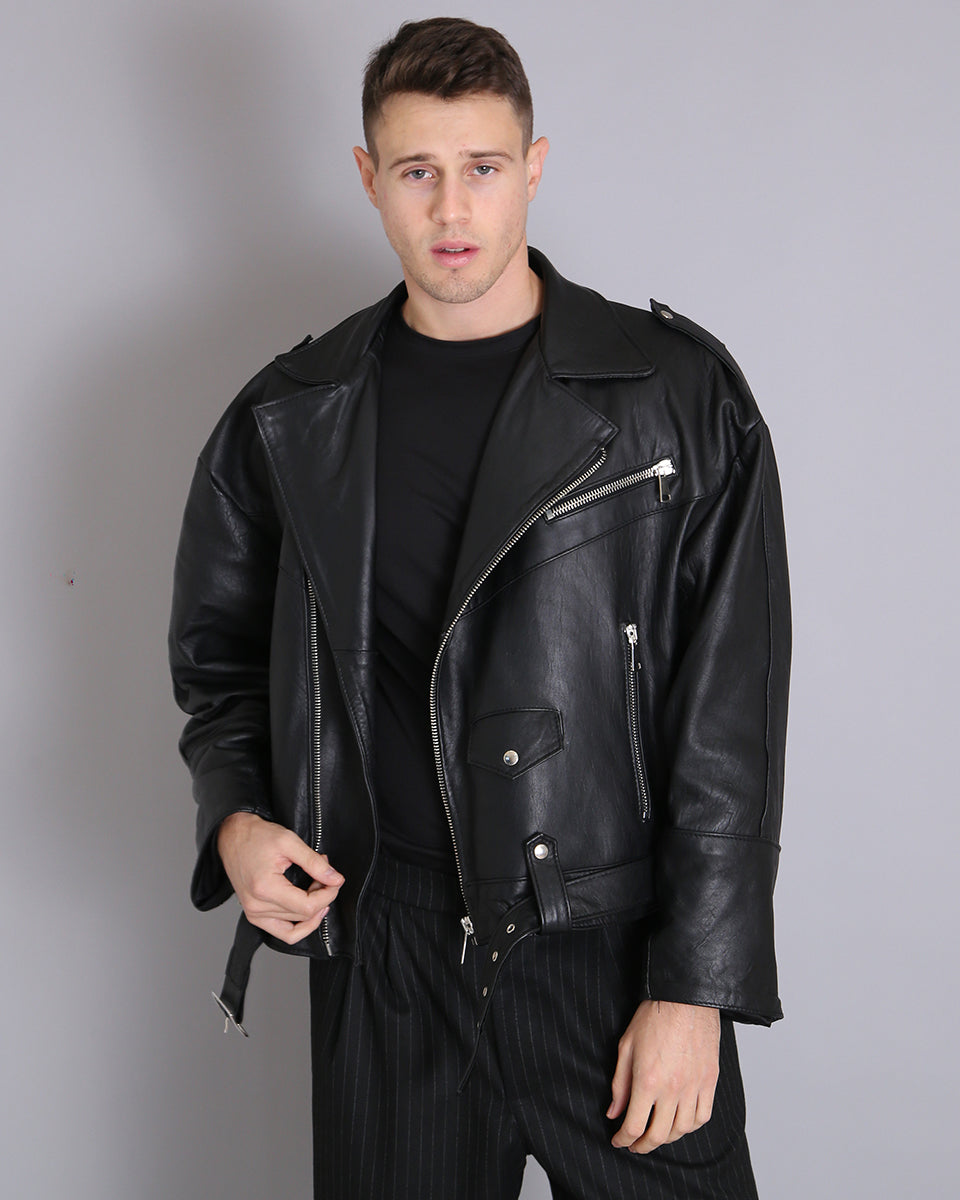 Msm Studio Oversize Leather Jacket