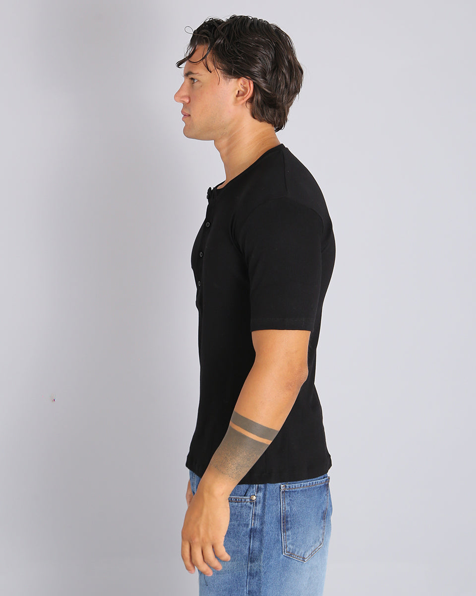 Msm Studio T-shirt Serafino in ribbed half sleeve