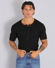 Msm Studio T-shirt Serafino in ribbed half sleeve