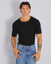 Msm Studio T-shirt Serafino in ribbed half sleeve