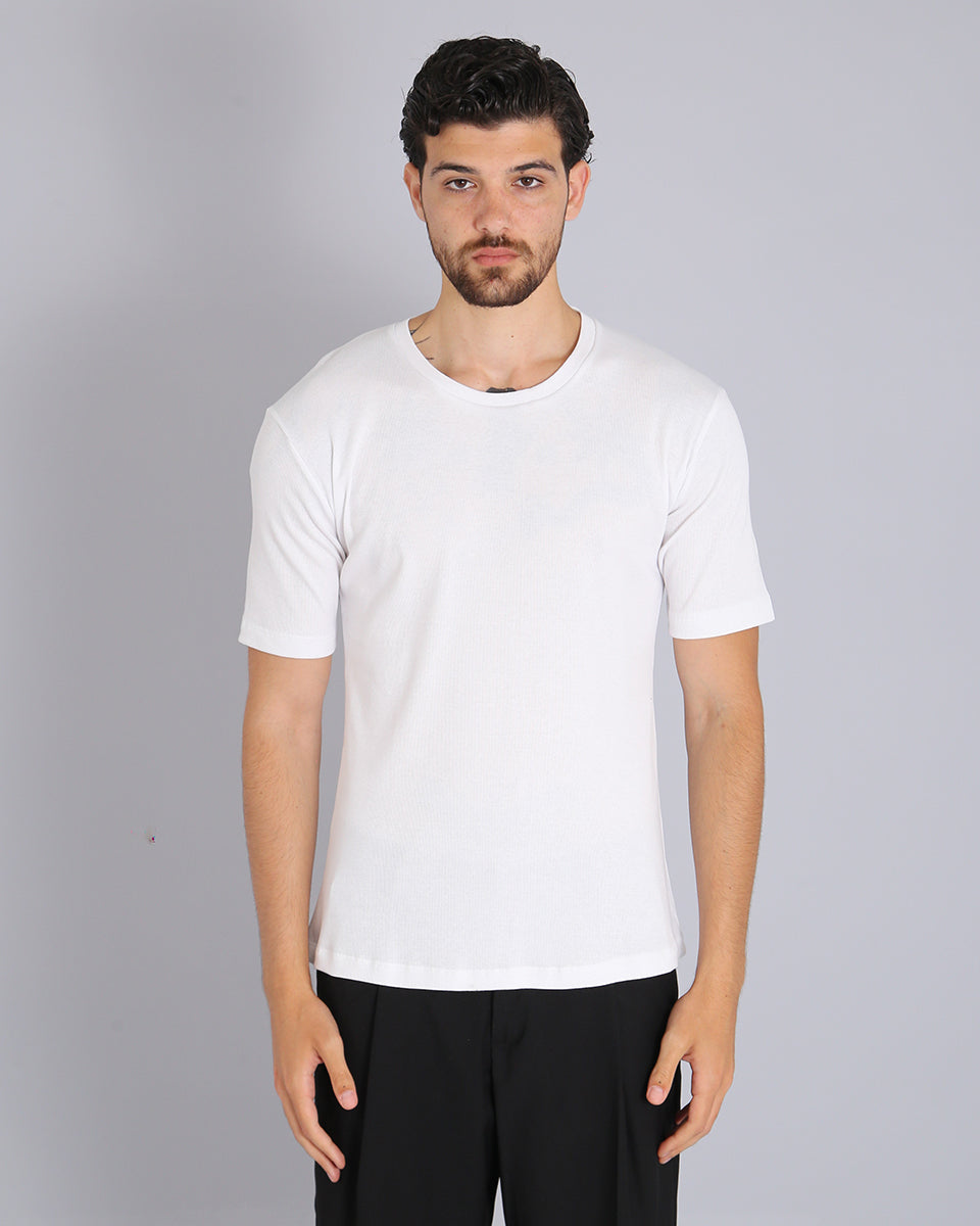 Msm Studio T-shirt boat neck ribbed half sleeve