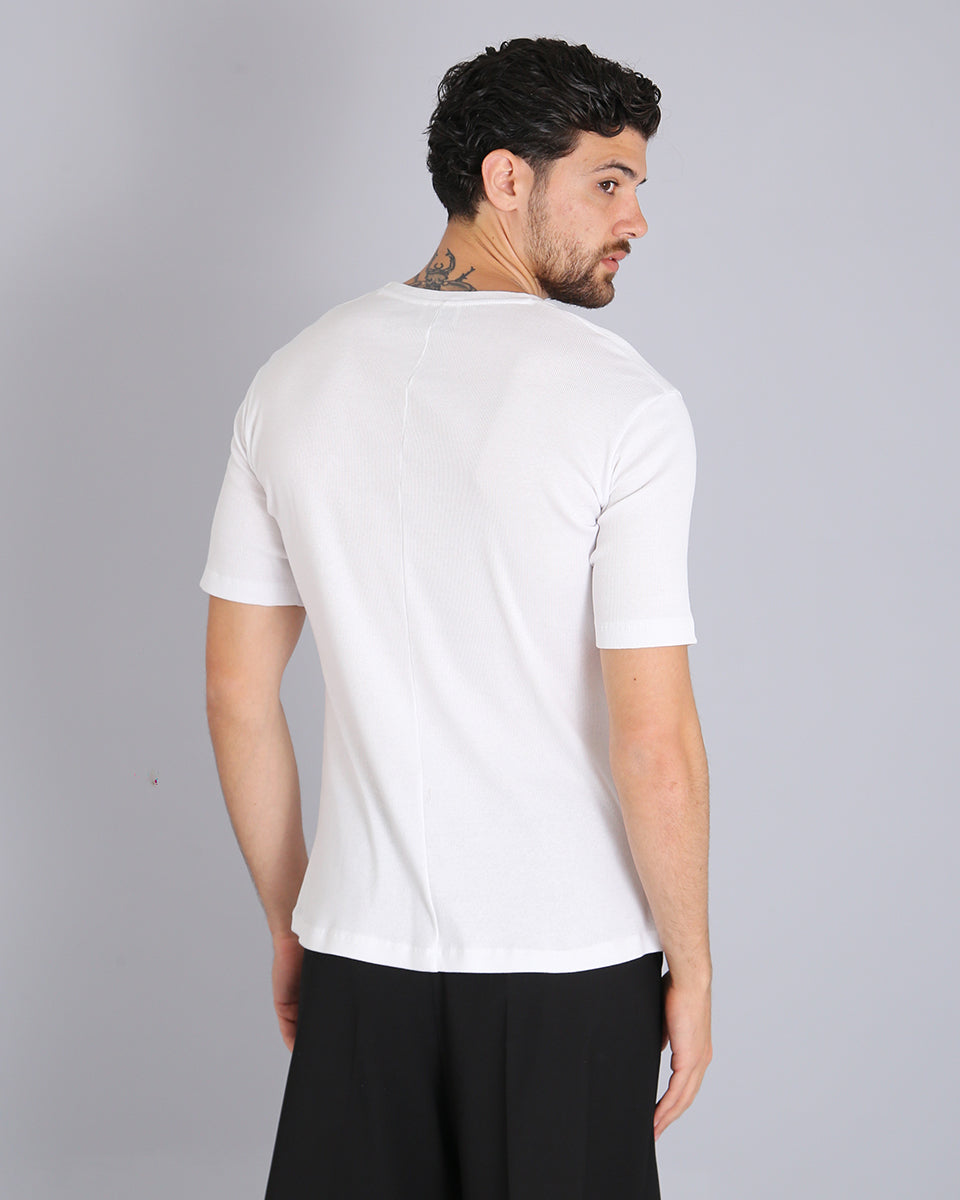 Msm Studio T-shirt boat neck ribbed half sleeve