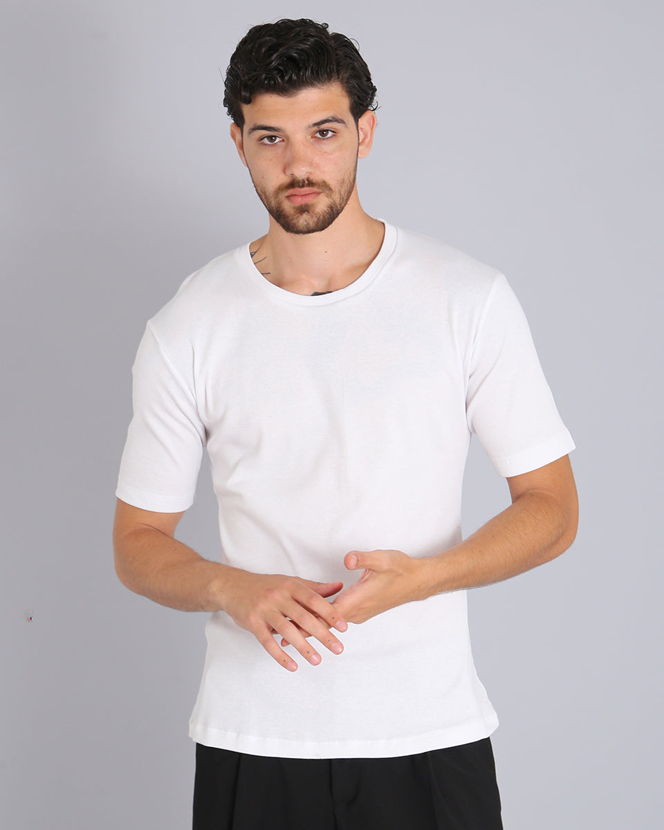 Msm Studio T-shirt boat neck ribbed half sleeve