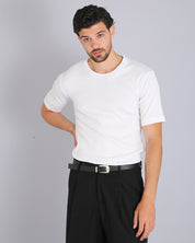 Msm Studio T-shirt boat neck ribbed half sleeve