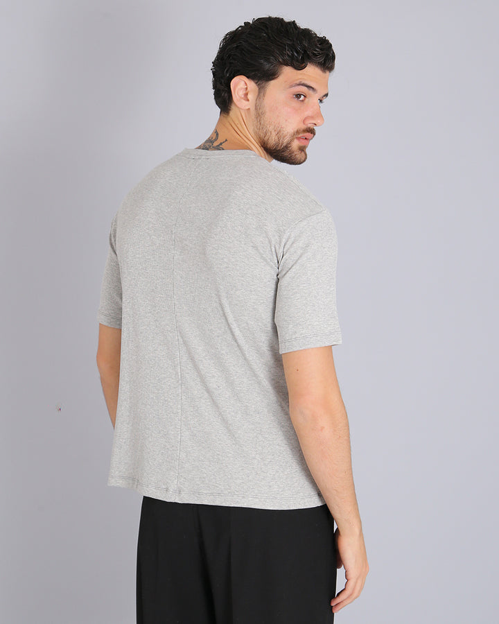 Msm Studio T-shirt boat neck ribbed half sleeve