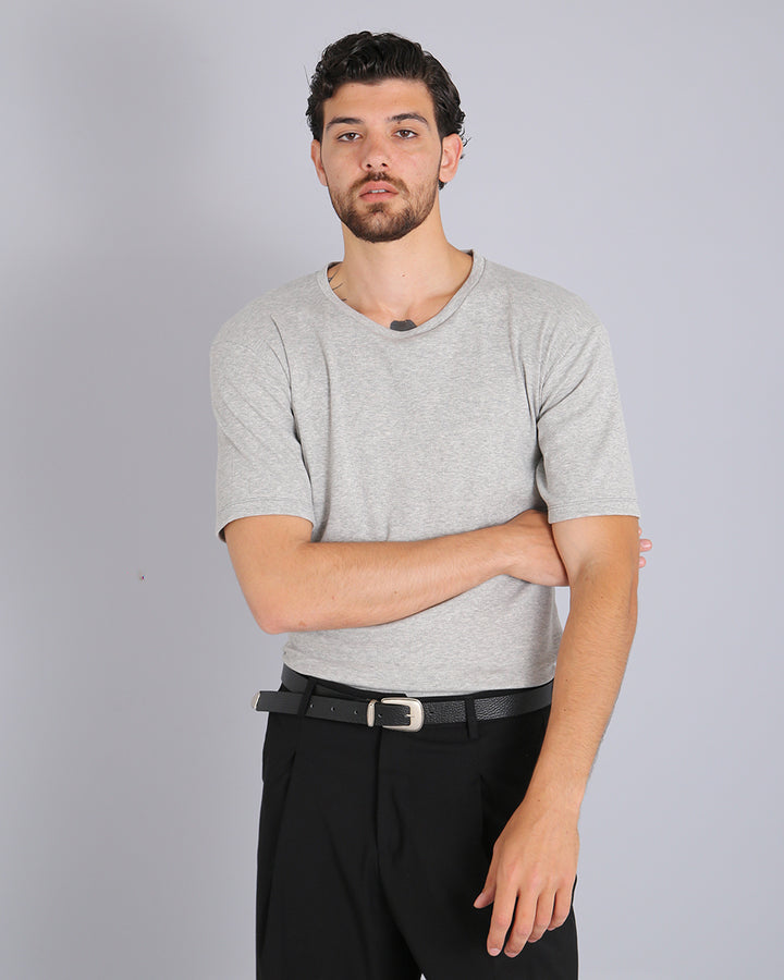 Msm Studio T-shirt boat neck ribbed half sleeve