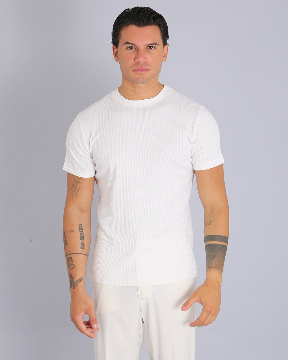 Msm Studio T-shirt Ribbed Garment Dyed White