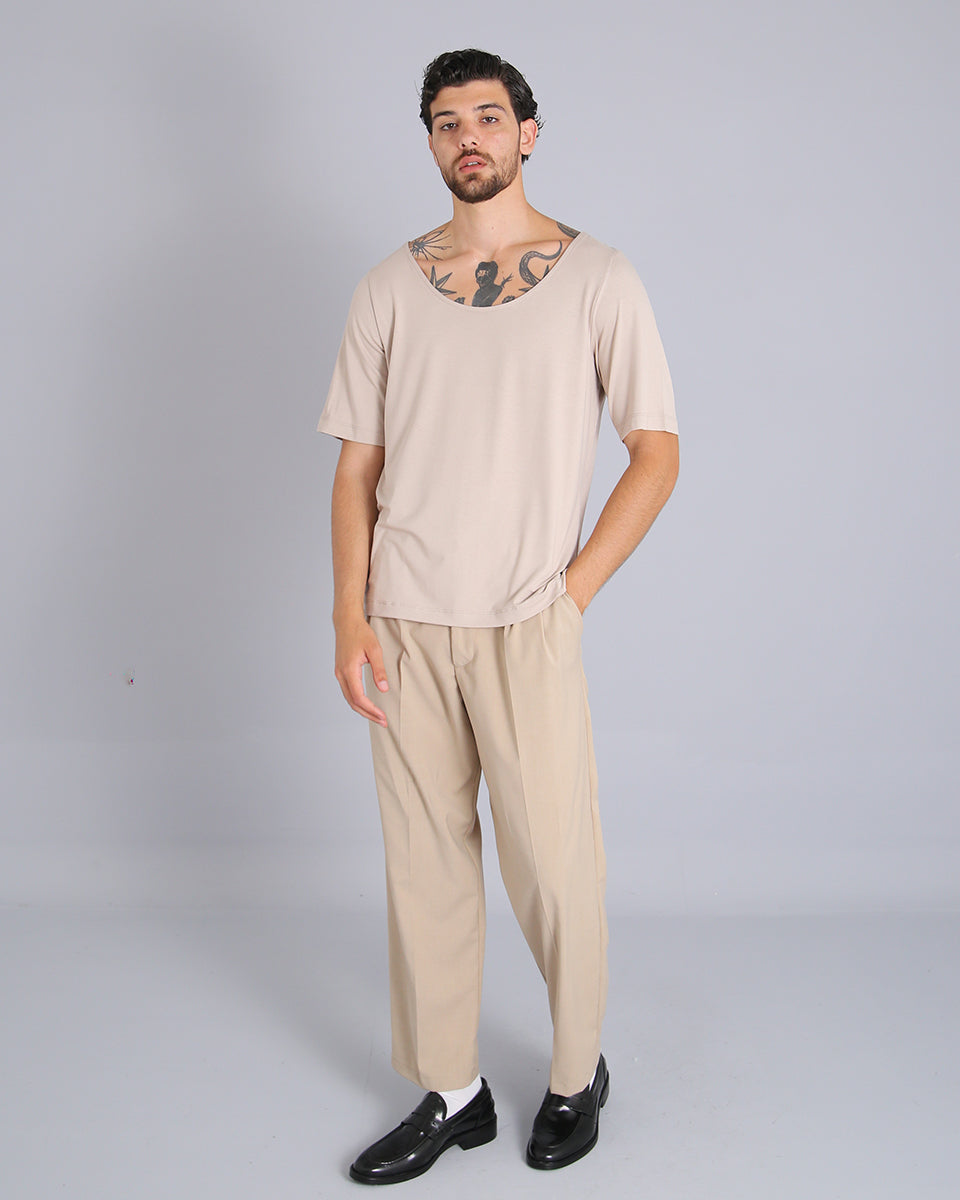 Msm Studio Viscose Boat Neck T-Shirt