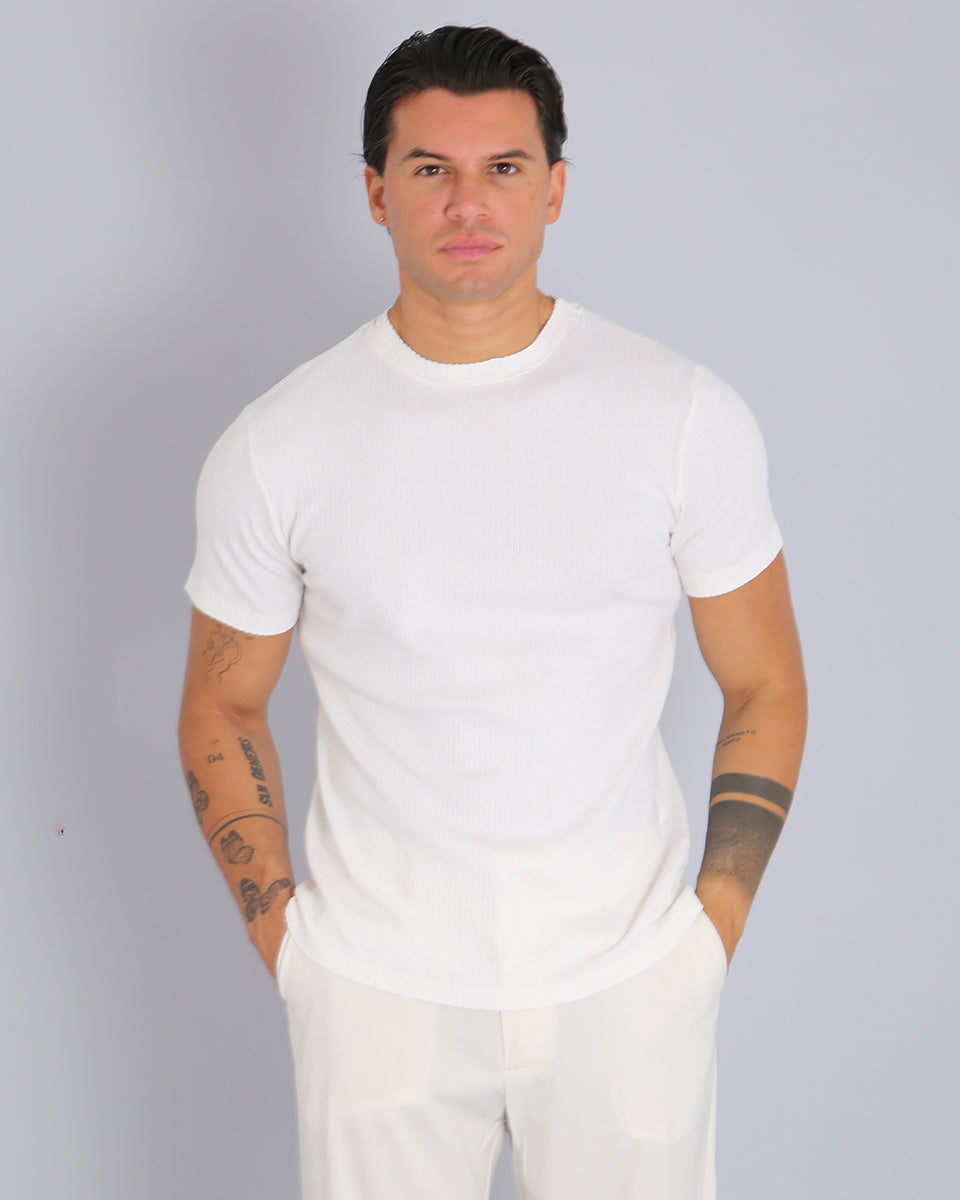 Msm Studio T-shirt Ribbed Garment Dyed White