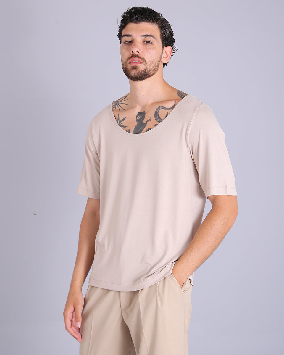 Msm Studio Viscose Boat Neck T-Shirt