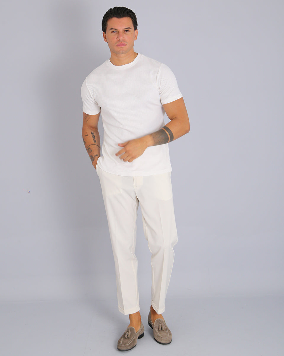 Msm Studio T-shirt Ribbed Garment Dyed White