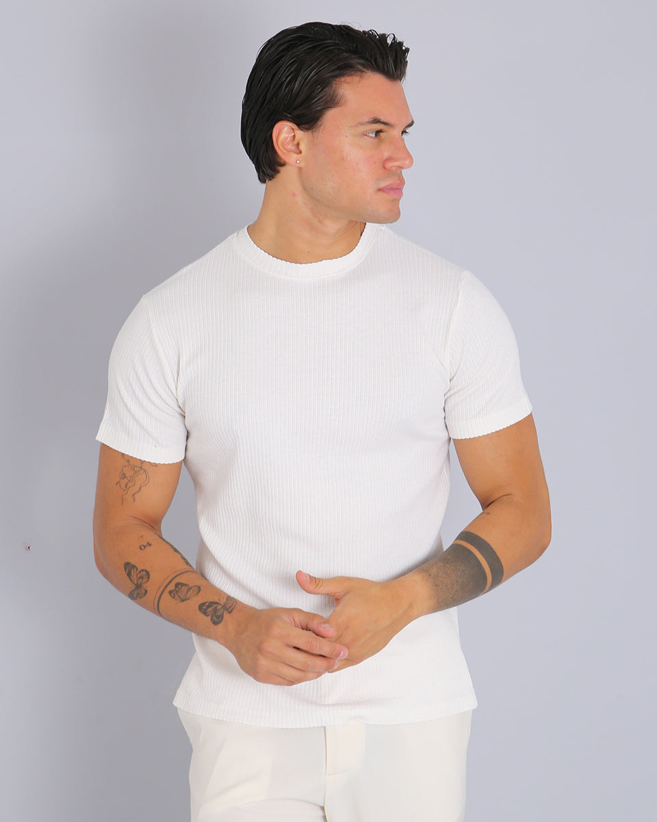 Msm Studio T-shirt Ribbed Garment Dyed White