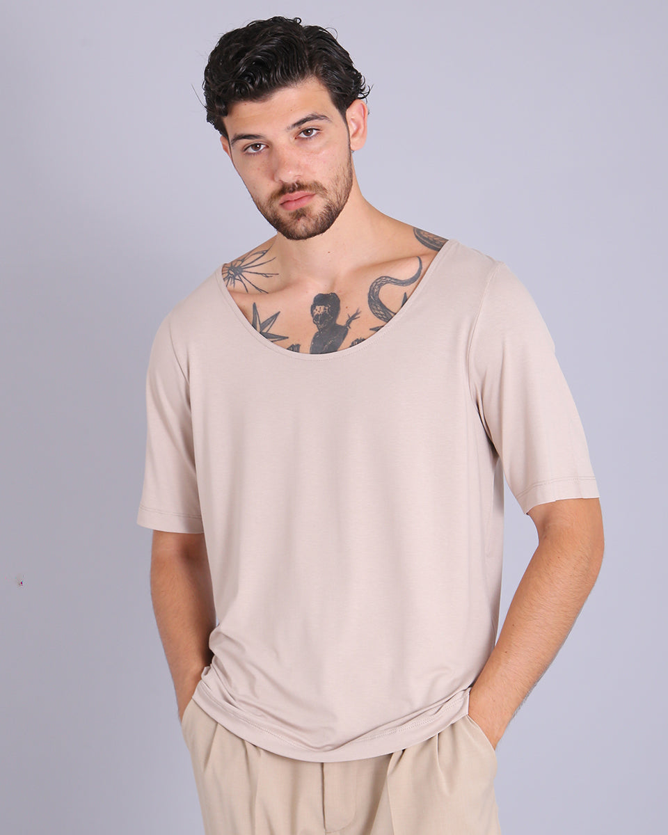 Msm Studio Viscose Boat Neck T-Shirt