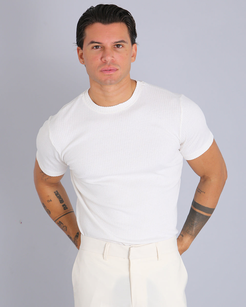 Msm Studio T-shirt Ribbed Garment Dyed White