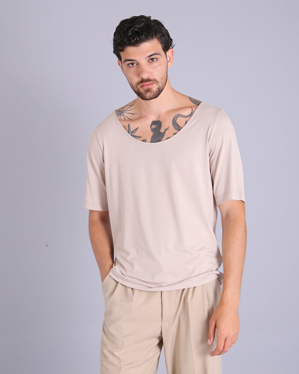 Msm Studio Viscose Boat Neck T-Shirt