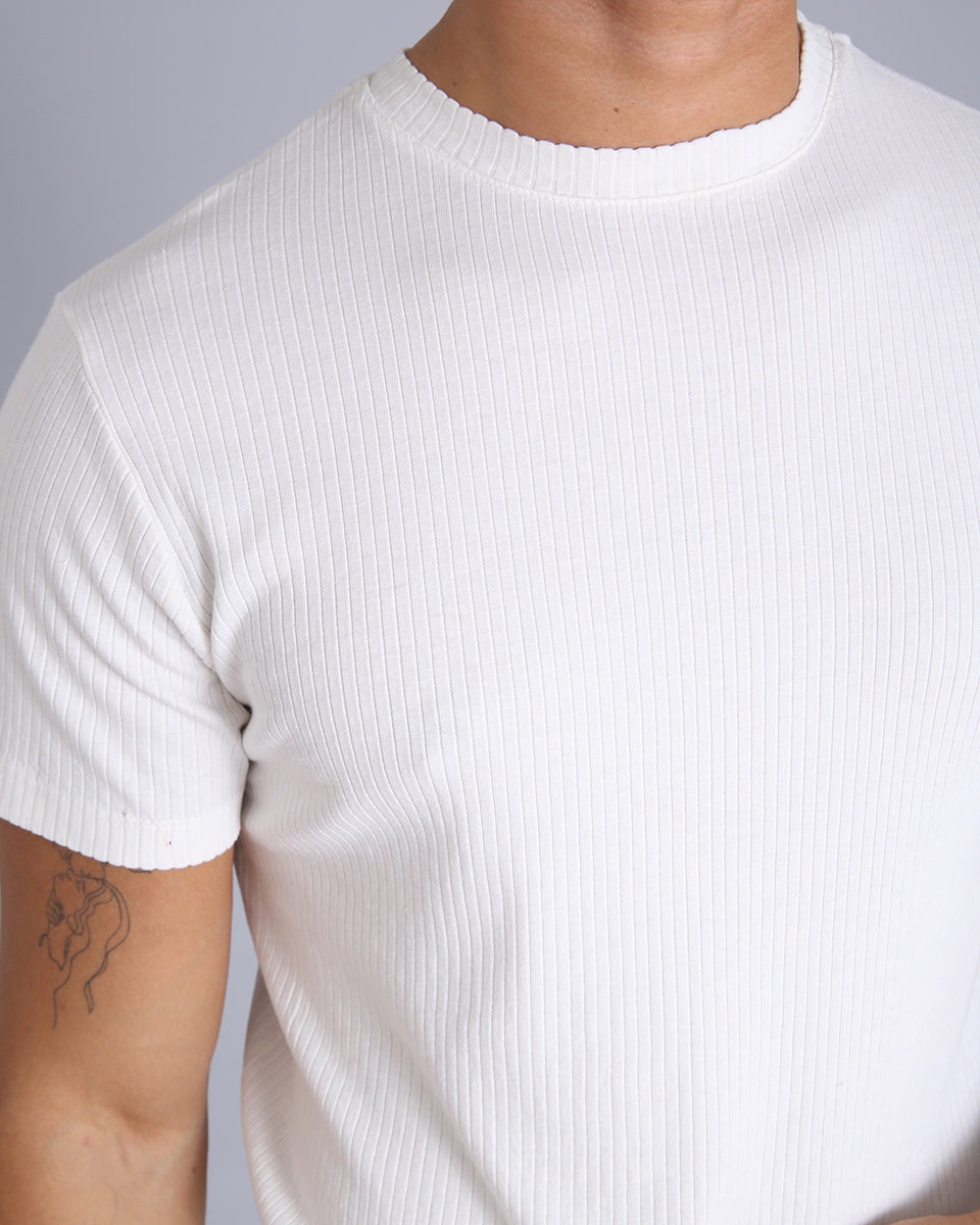 Msm Studio T-shirt Ribbed Garment Dyed White