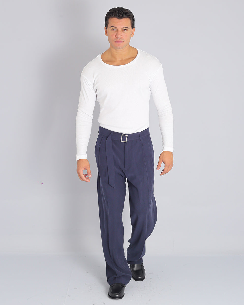 Pantalone Wide fit con cintura effetto velluto