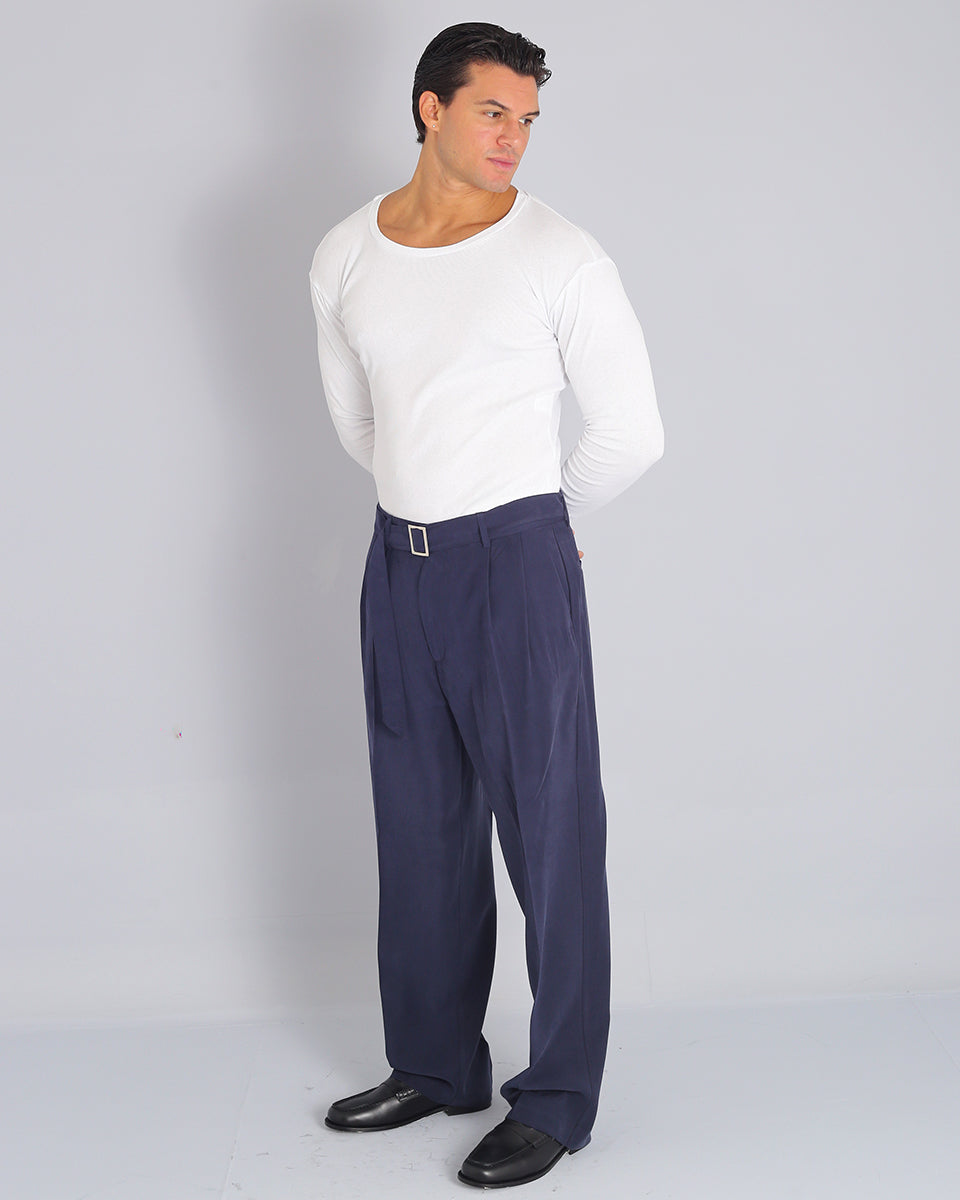 Pantalone Wide fit con cintura effetto velluto