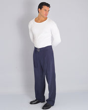 Pantalone Wide fit con cintura effetto velluto