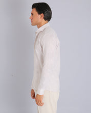 Msm Studio Striped Linen Shirt Traditional Collar 