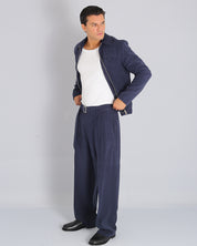 Pantalone Wide fit con cintura effetto velluto