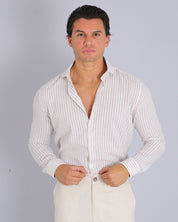 Msm Studio Striped Linen Shirt Traditional Collar 