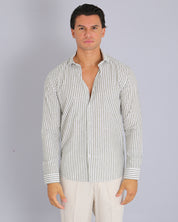 Msm Studio Striped Linen Shirt Traditional Collar 