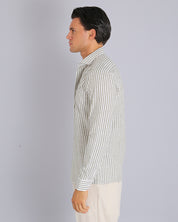 Msm Studio Striped Linen Shirt Traditional Collar 