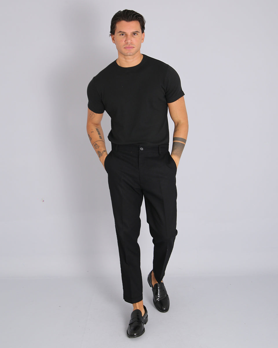 Msm Studio T-shirt Ribbed Garment Dyed Black