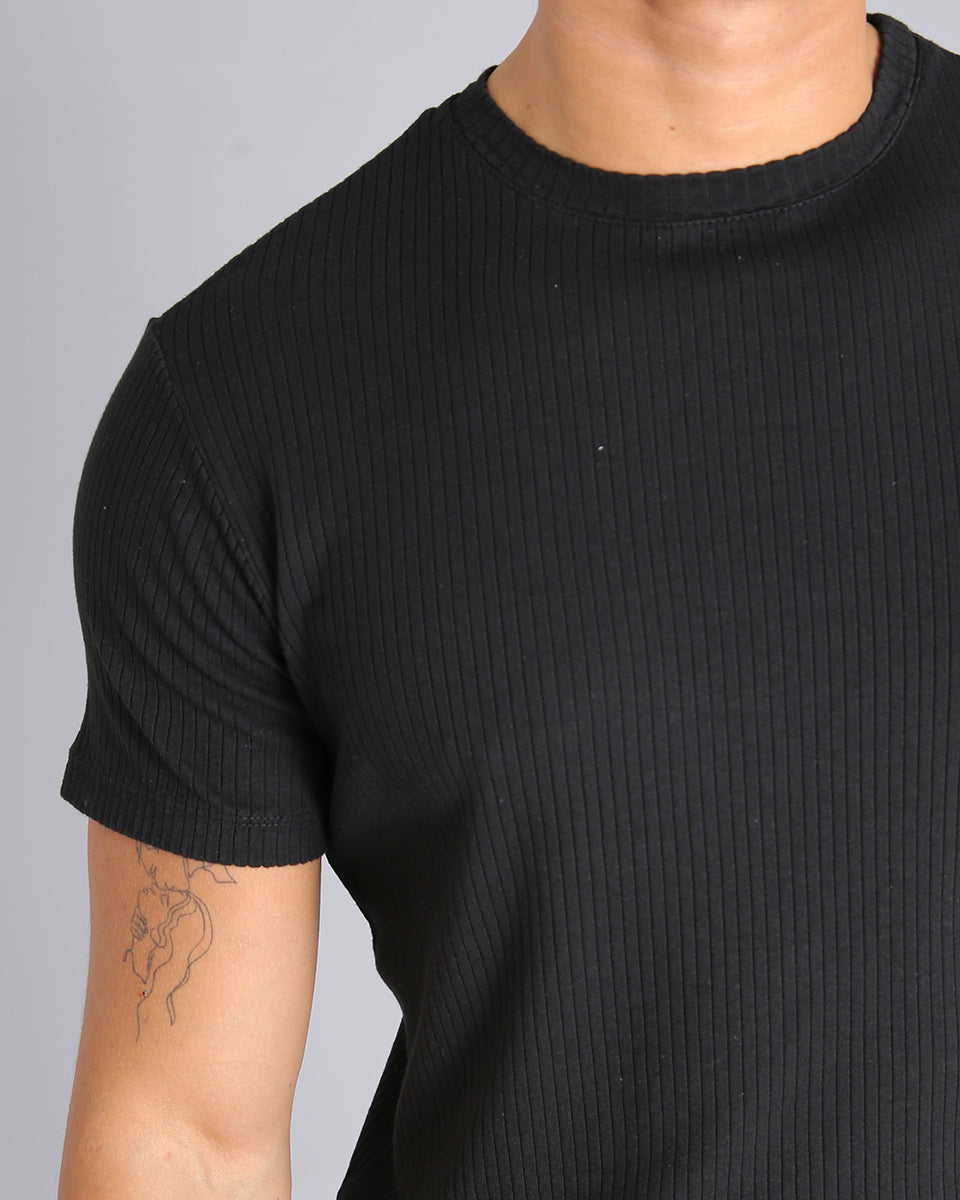 Msm Studio T-shirt Ribbed Garment Dyed Black