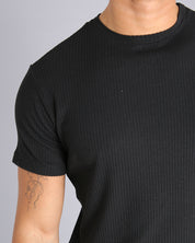 Msm Studio T-shirt Ribbed Garment Dyed Black