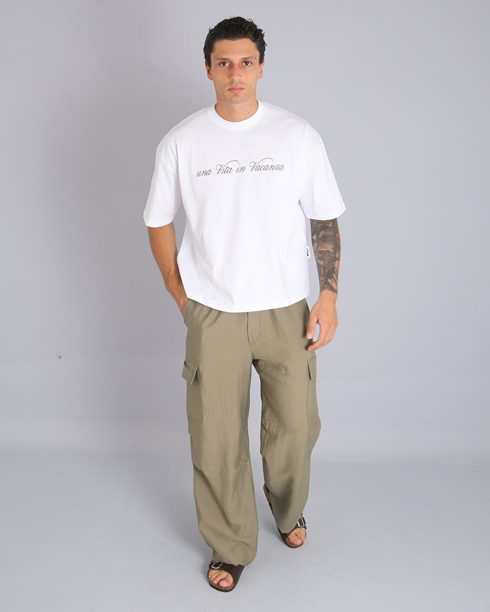 Msm Studio Pantalone Cargo Parachute in lino