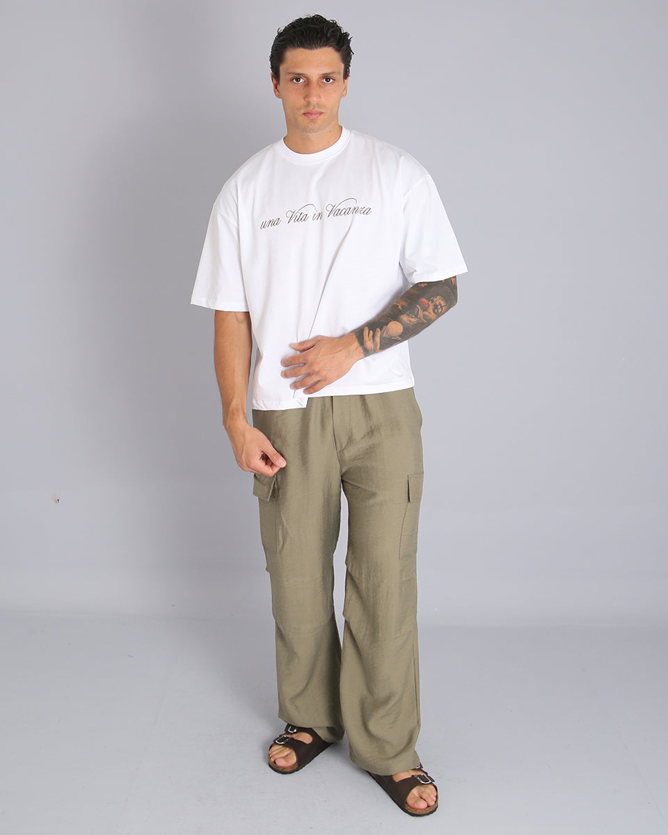 Msm Studio Pantalone Cargo Parachute in lino