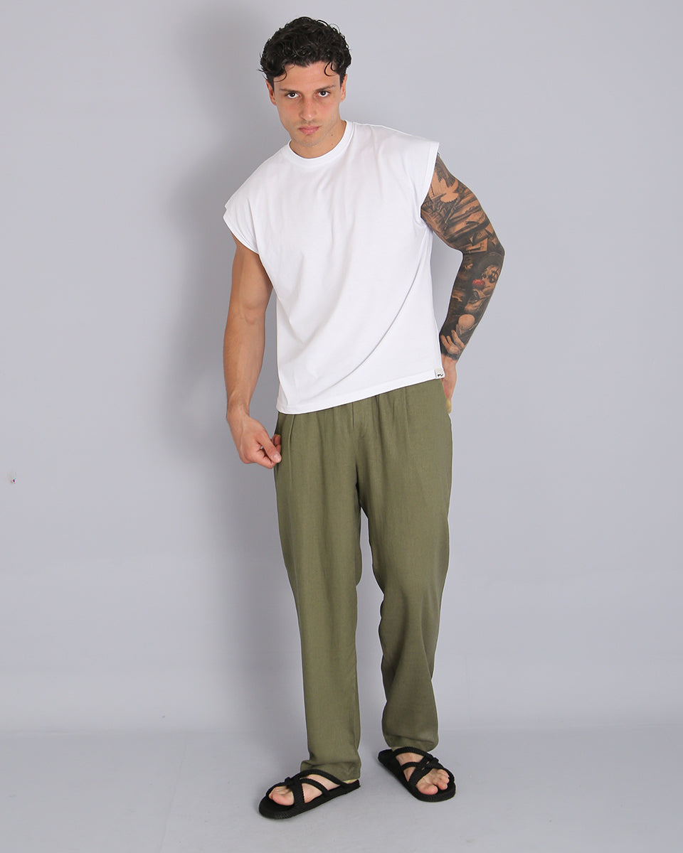 Msm Studio Pantalaccio Jogger Gamba Larga Lino