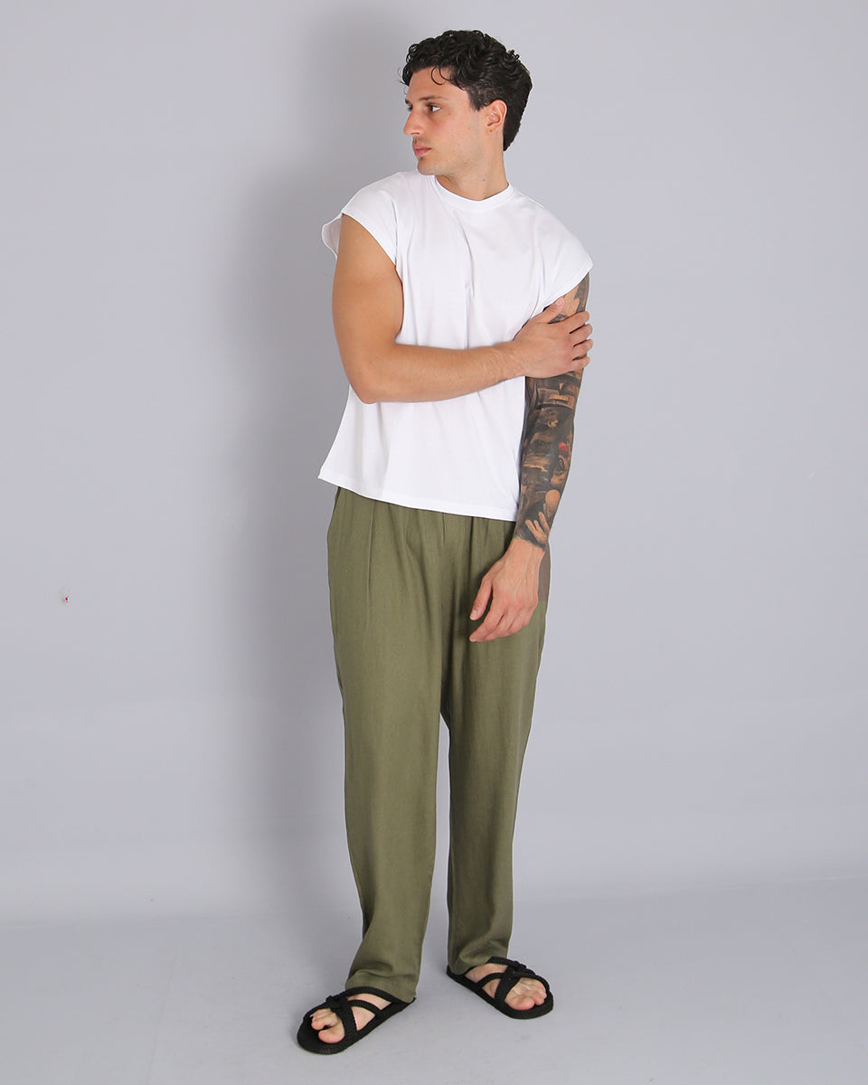 Msm Studio Wide Leg Jogger Pants Linen 