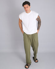 Msm Studio Pantalaccio Jogger Gamba Larga Lino