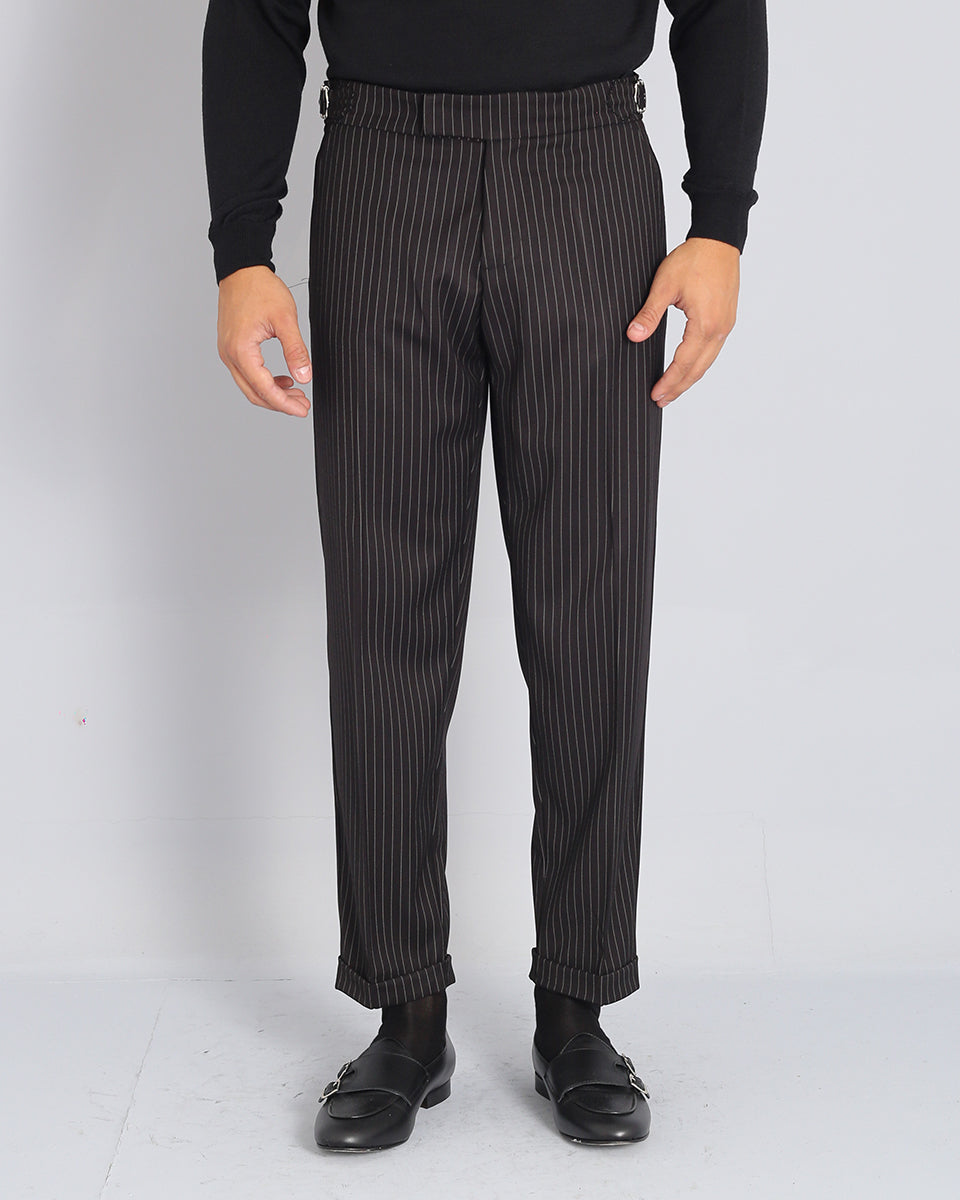 Pantalone Strutturato con fibbia gessato